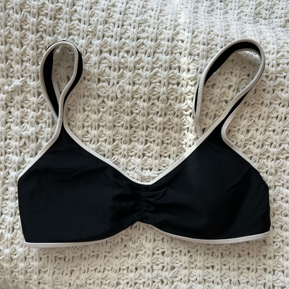Aerie Black and White Bikini Top